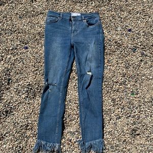 Free People jeans, frayed hem, size 28